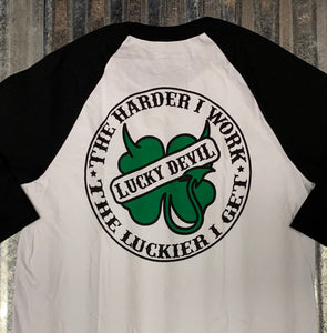 Lucky Devil "The Harder I Work " Raglan/ Practice Jersey Black with Green