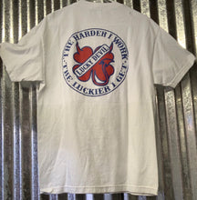 Load image into Gallery viewer, Lucky Devil &quot;The Harder I Work&quot;  T-shirt In Red White &amp; Blue
