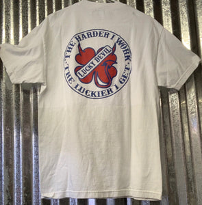 Lucky Devil "The Harder I Work"  T-shirt In Red White & Blue