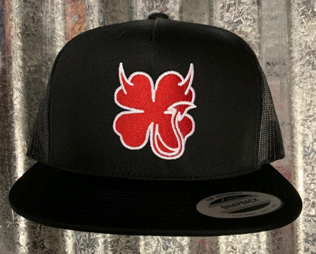 Lucky Devil ShamRock Blk/Red Snapback Flat Bill Wool Hat