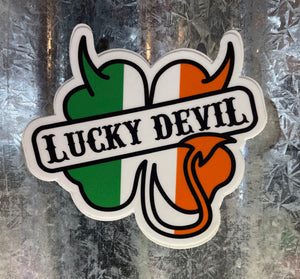 Lucky Devil ShamRock Irish Flag Sticker 3"