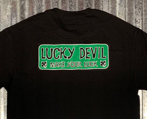 Lucky Devil "Make Your Luck" Black T-Shirt with Green and White.